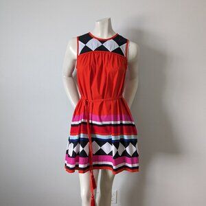 Kate Spade New York - Red w/ Geo Border Sleeveless Mini Dress - Size S